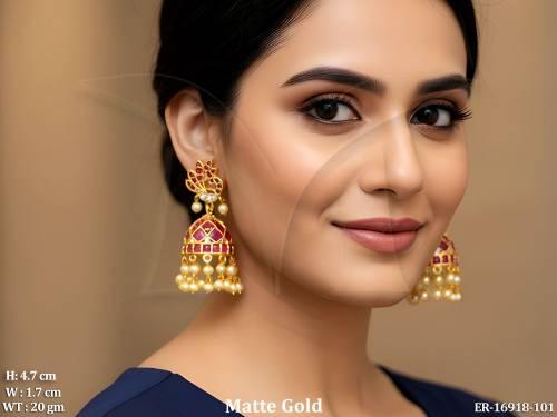 designer-matte-gold-polish-fancy-style-jhumka-earrings-
