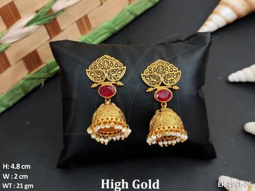 Beautiful Designer High Gold Polish Party Wear Earrings  