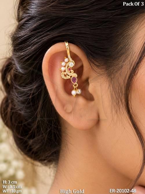High Gold Pearl Embellished Earrings