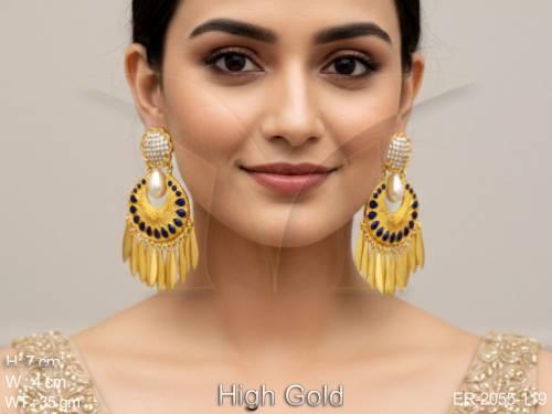 polo chand fancy drop traditional antique earrings detail