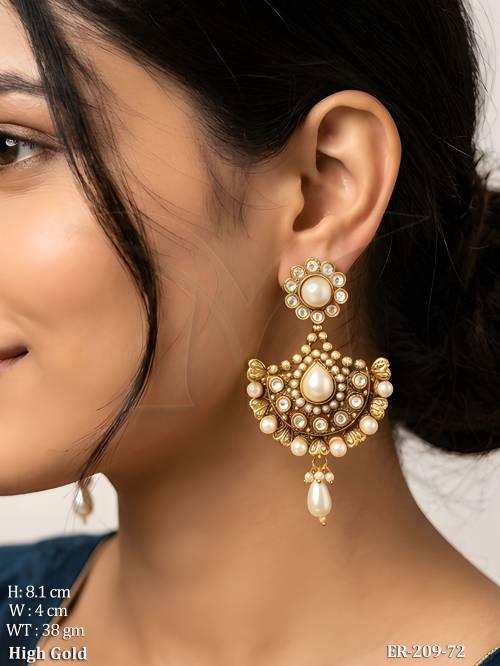 punam moti diamond latkan antique earrings detail