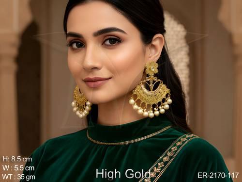 chakri hold half chand traditional antique earrings