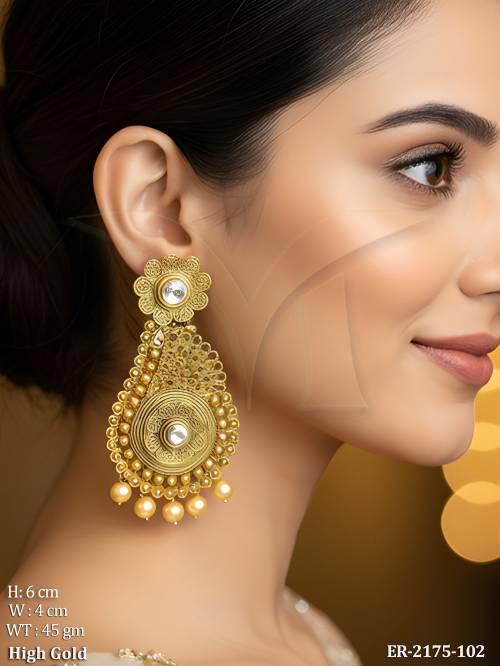 koyari chakri ful designed antique earrings detail