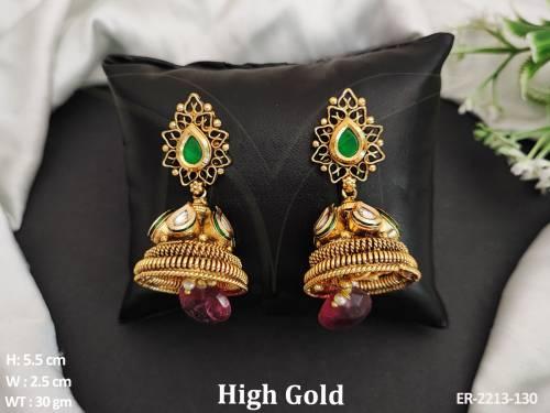 paan leafbordered delicate jhumki antique earrings