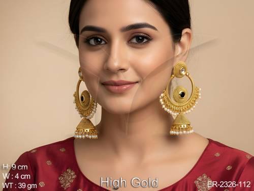 polo jhumki designed traditional antique earrings detail