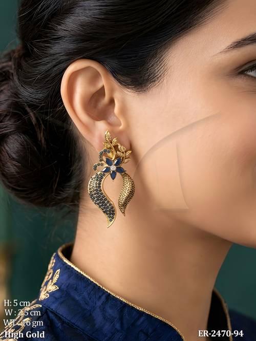 leaf fall wrapped flower style antique earrings detail