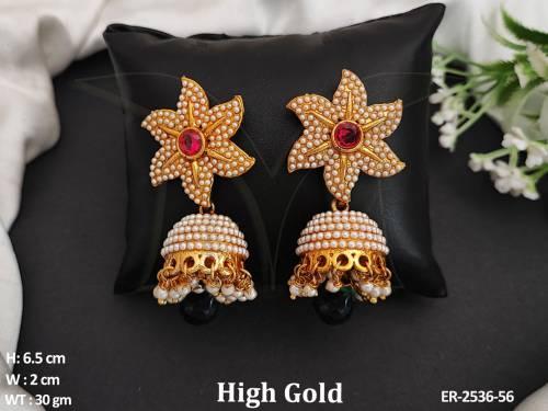 flower jhumki drop punjabi suit antique earrigns — ER-2536-56