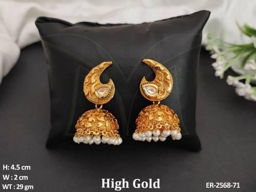 kaju designed hold jhumki earrings