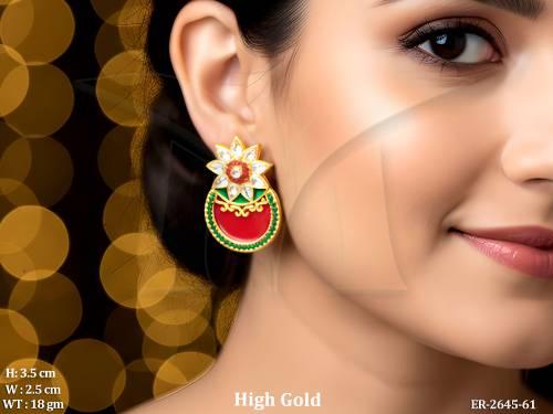 half chand star flower hold antique earrings detail