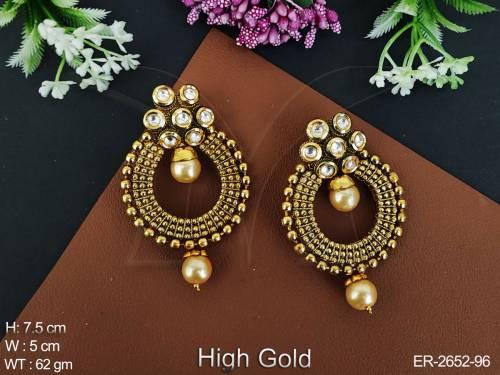 round  polo moti center drop antique earrings