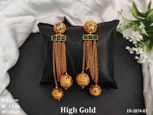 chain ball drop antique earrings