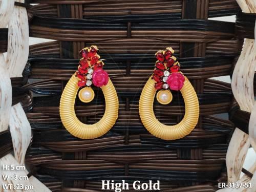 pipe curved rose flower earrings detail