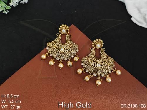 designer fancy style clustered pearl beautiful party wear long earring