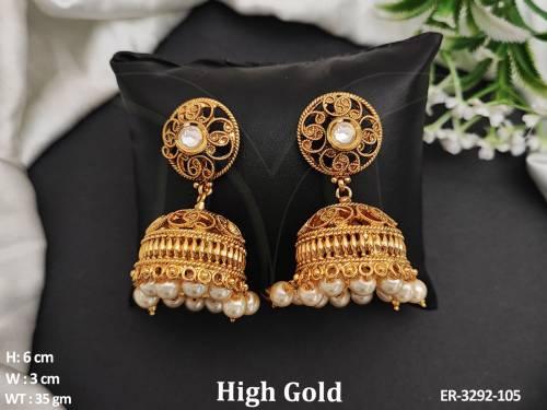 jhumki round curved antique earrings detail