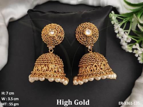 spiral jhumki antique earrings detail