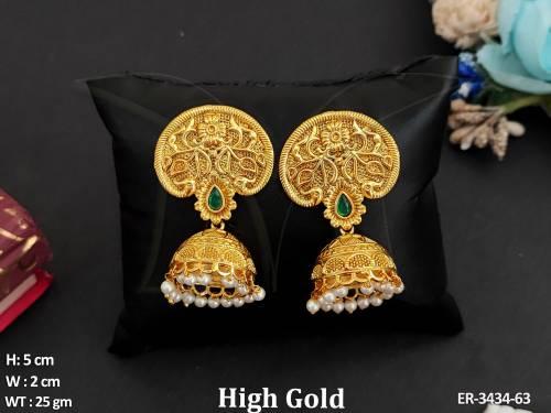 Antique Jewelry Party Wear High Gold polish   Antique jhumka Earrings 