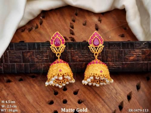 matte finish paan jhumki earrings detail