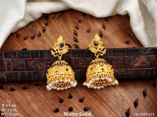leafy matte finish jhumki earrings