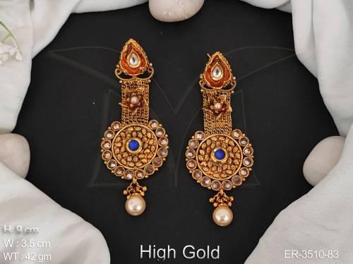 antique-jewelry-high-gold-polish-designer-wear-party-wear-beautiful-fancy-style-antique-earrings