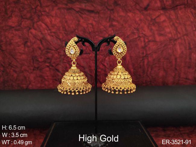 triangular jhumki style earrings detail