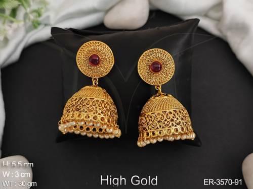 round jhumki shape antique earrings detail