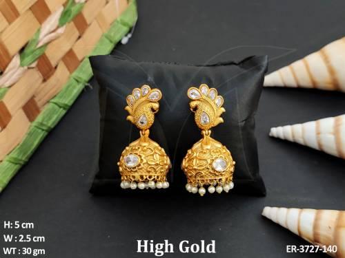 koyari shaped jhumki moti drop antique earring