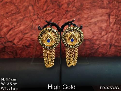 elegant meenakari work earring with attach chain antique earring