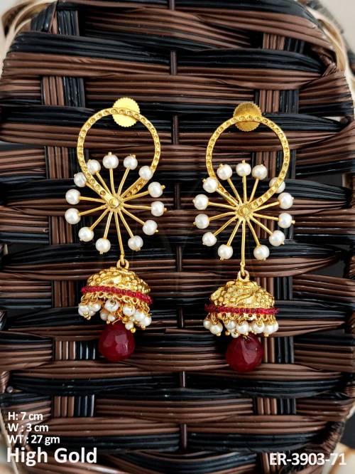 jhumki moti chakri antique earrings detail