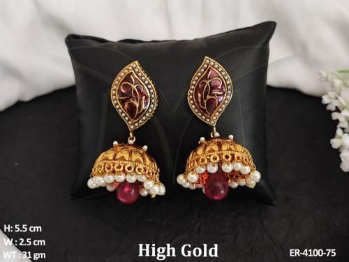 dome shape jhumki earrings detail