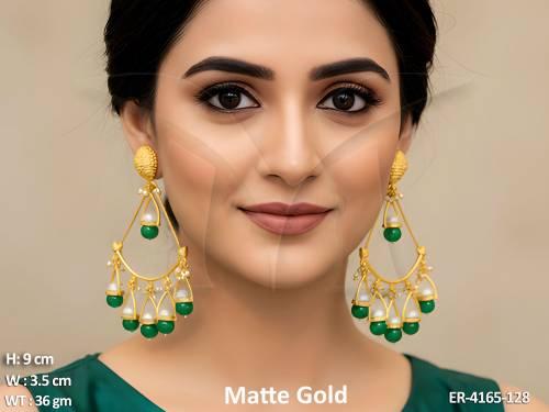 pendulam style moti drop antique earrings detail