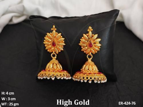 jhumber long moti antique earring detail1