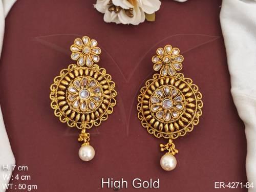 reverse dual flower antique earrings detail