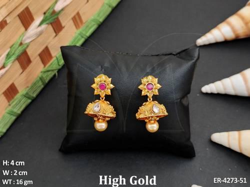 flower jhumki style antique earrings detail
