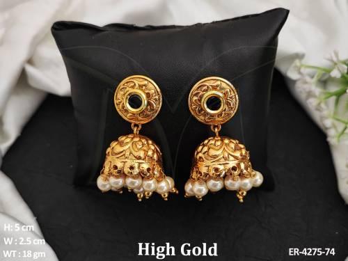 round hold party wear jhumki earrings detail