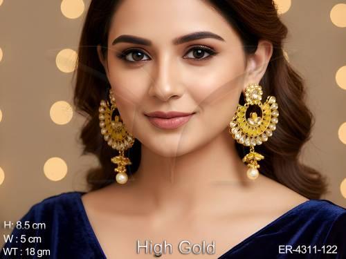 double paan layered polki earrings detail