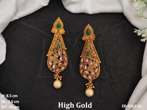 paan half designed polki earrings detail