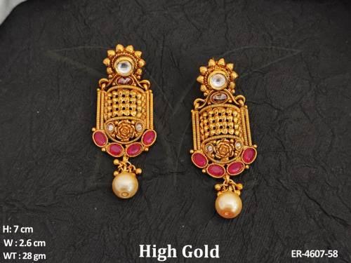 cylindrical shape antique earrings detail