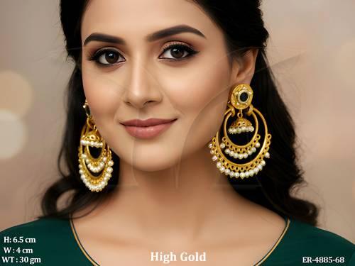 double ring moti antique earrings detail