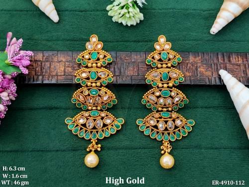 multi oval shape polki earring detail