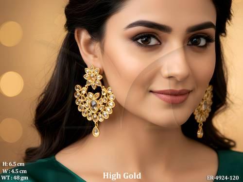 polo chand oval stone polki earrings detail