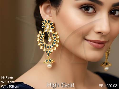 paan shape bali style antique earrings detail