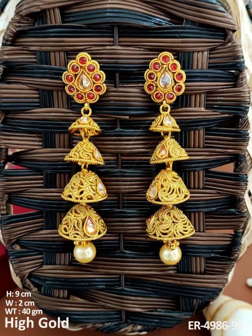 triangular conical shape antique earrings detail