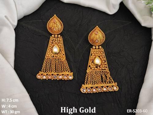 triangular style chain fall earrings detail