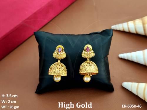 paan shaped jhumki antique earrings detail