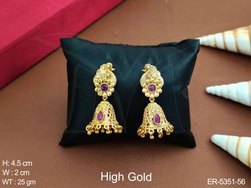 bell style peacock style antique earrings detail
