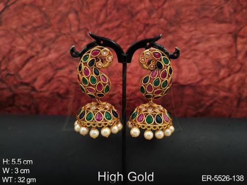 paan koyari style polki jhumki earrings detail