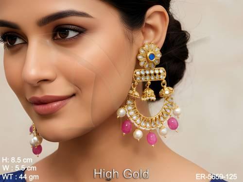 jhula style paan stone earrings detail