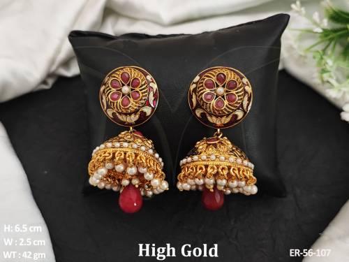 royal rajastani designer jumki antique earrings detail