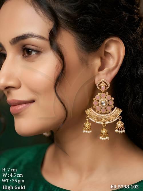 pendulam triple jhumki antique earings detail