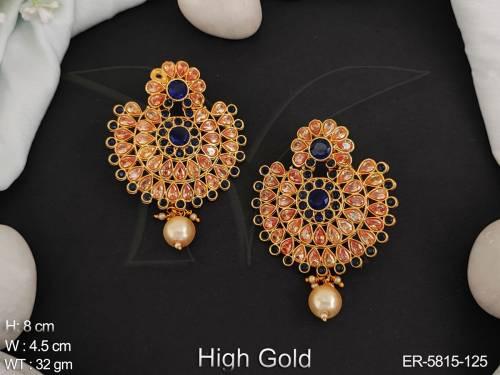 Reverse Paan Double Layer Polki Earrings